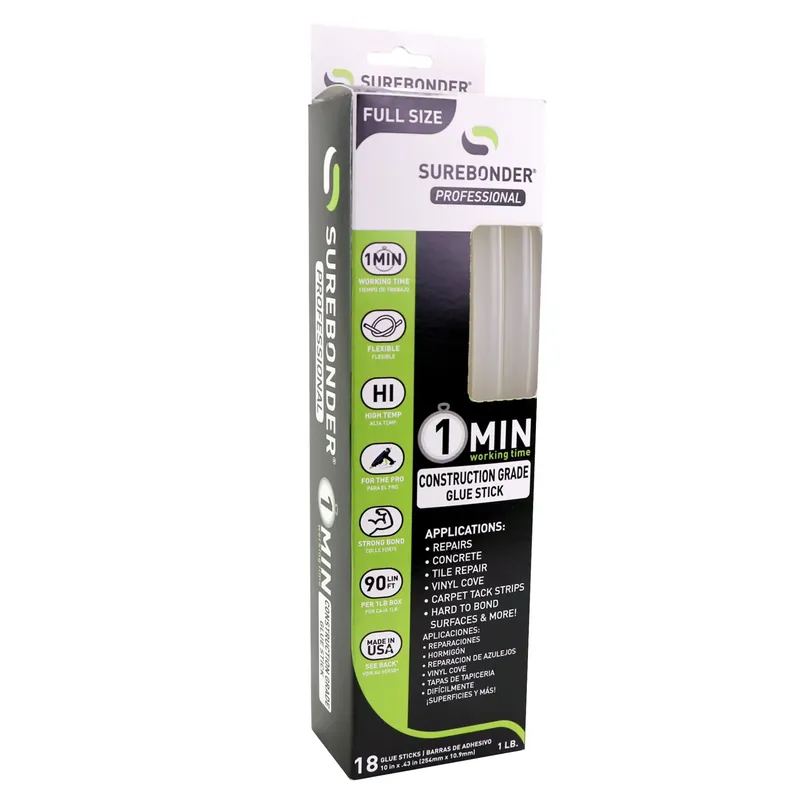 Surebonder .41 In. D X 10 In. L 1 Minute 1 Minute Construction Grade Glue Sticks Clear 18 Pk