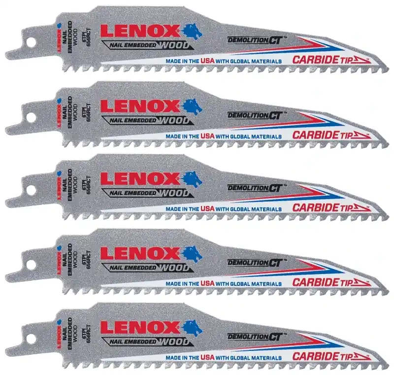 Lenox Demolition CT 6 In. Carbide Tipped Reciprocating Saw Blade 6 TPI 5 Pk