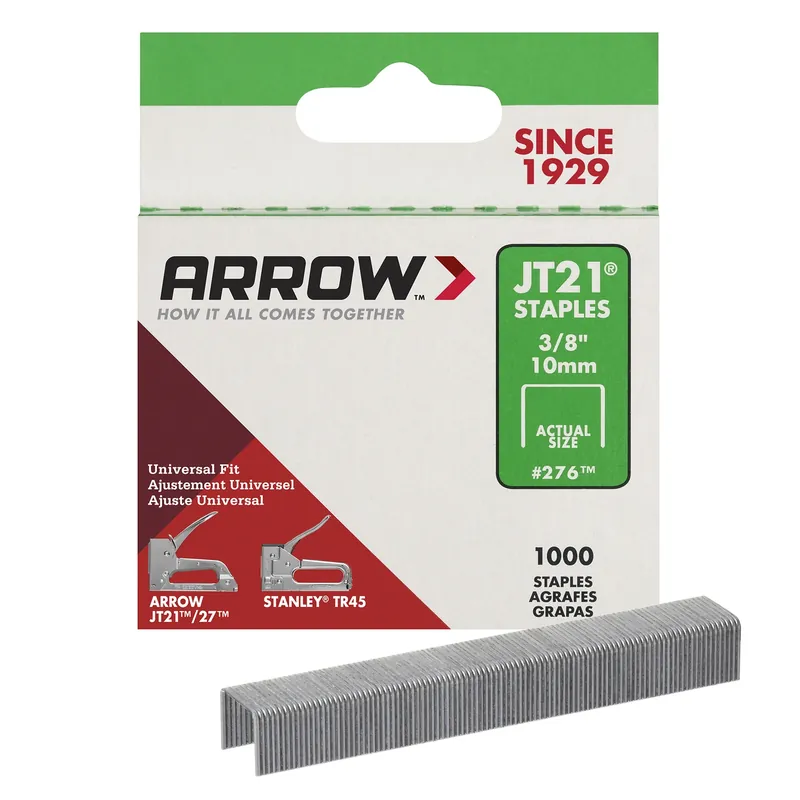 Arrow JT21 7/16 In. W X 3/8 In. L 23 Ga. Wide Crown Light Duty Staples 1000 Pk