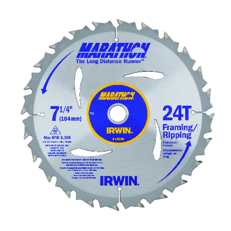 Irwin Marathon 7-1/4 In. D X 5/8 In. Carbide Circular Saw Blade 24 Teeth 1 Pk