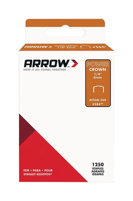 Arrow 584 3/8 In. W X 1/4 In. L 18 Ga. Power Crown Standard Staples 1250 Pk