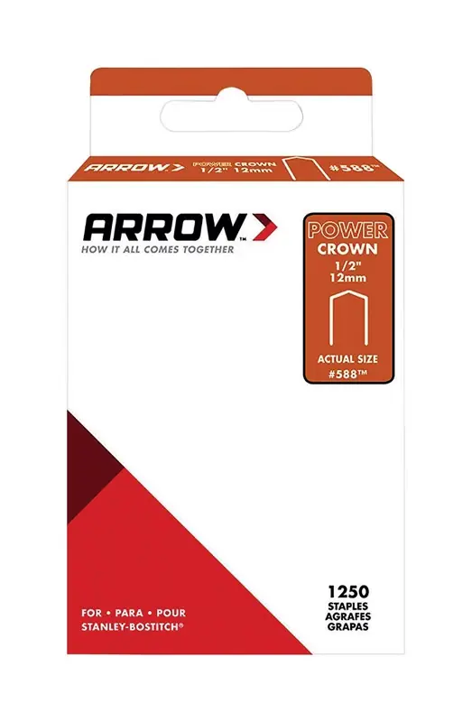 Arrow 588 3/8 In. W X 1/2 In. L 18 Ga. Power Crown Standard Staples 1250 Pk