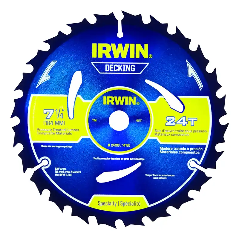 Irwin Marathon 7-1/4 In. D X 5/8 In. Carbide Circular Saw Blade 24 Teeth 1 Pk