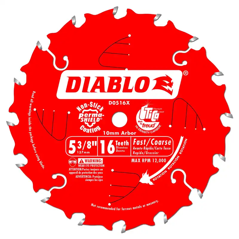 Diablo 5-3/8 In. D X 10 Mm TiCo Hi-Density Carbide Trim Saw Blade 16 Teeth 1 Pk