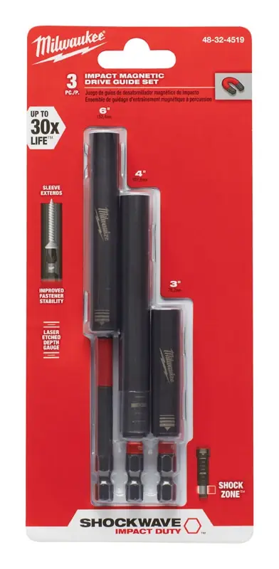 Shockwave 6 In. Alloy Steel Impact Magnetic Drive Guide Set 1/4 In. Hex Shank 3 Pc