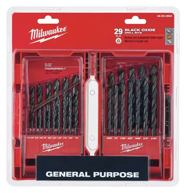Milwaukee Thunderbolt Black Oxide Drill Bit Set 3-Flat Shank 29 Pc