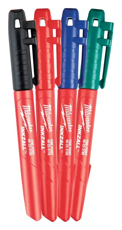 Milwaukee INKZALL Assorted Fine Tip Jobsite Marker 4 Pk