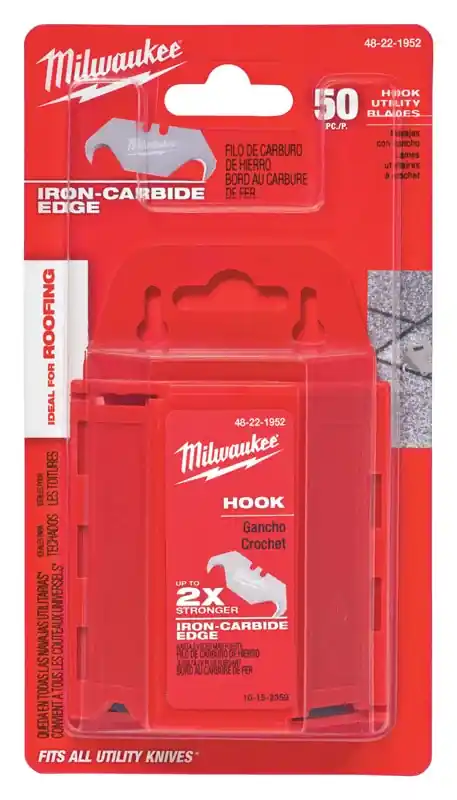Milwaukee Micro Carbide Metal Roofing Hook Utility Blade 2-3/8 In. L 50 Pc