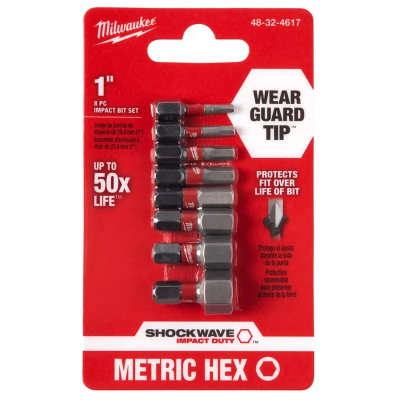 Shockwave Hex 1 In. L Impact Insert Bit Set Steel 8 Piece