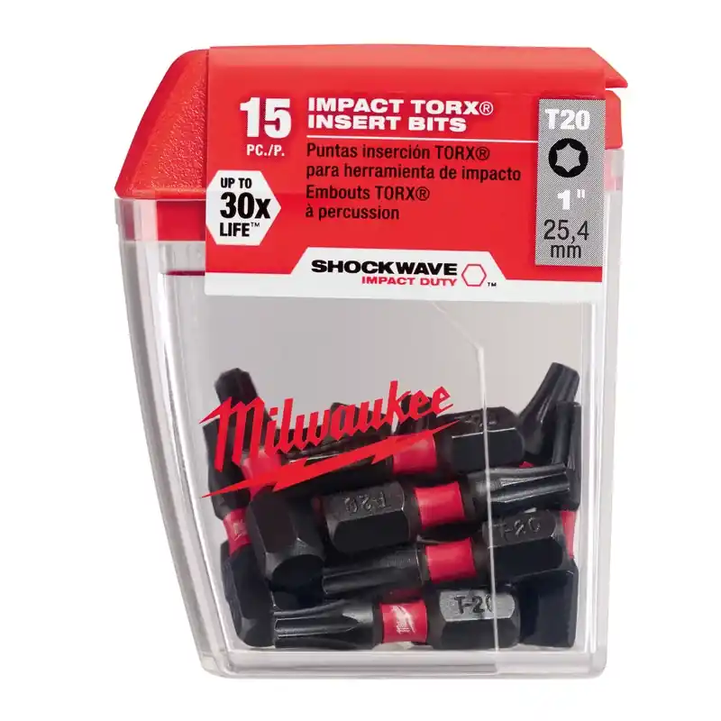 Milwaukee Shockwave Torx T20 X 1 In. L Impact Insert Bit Set Steel 15 Pc