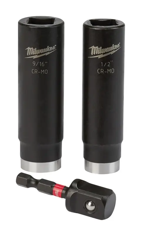 Milwaukee SHOCKWAVE 1/2 In. X 1/2 In. Drive SAE 6 Point Impact Rated Deep Impact Socket Set 3 Pc