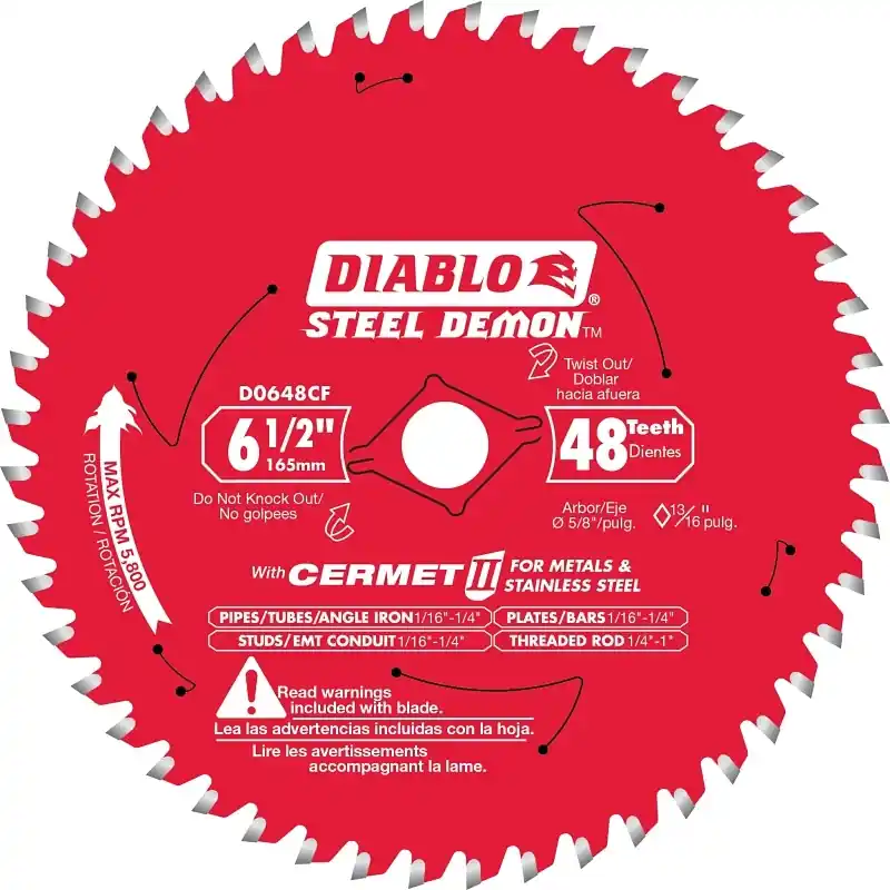 Diablo Steel Demon 6-1/2 In. D X 5/8 In. Stainless Steel Metal Saw Blade 48 Teeth 1 Pk