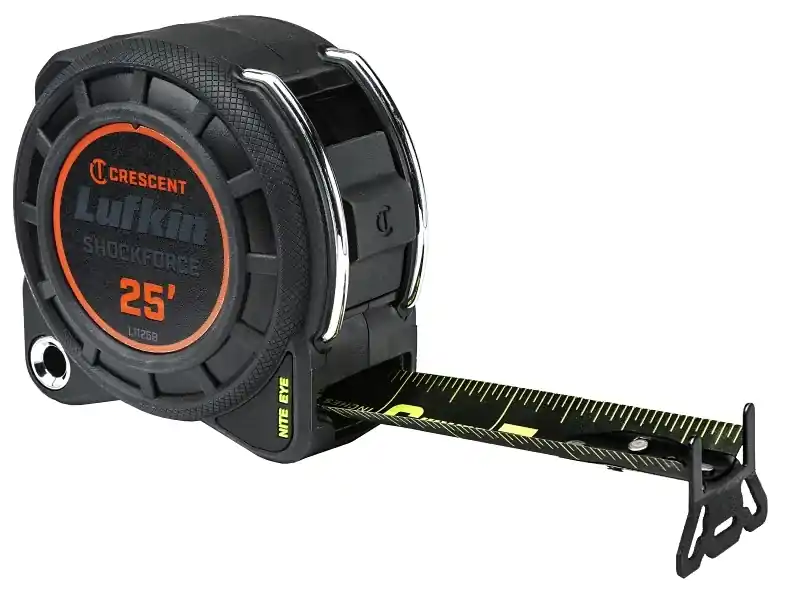 Lufkin Shockforce Nite Eye Tape Measure, Dual Sided, 1-3/16 In. X 25 Ft.