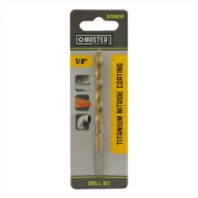 1/4 X 4 In. High-Speed Steel Drill Bit, Titanium Nitride Coated