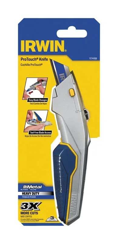 Irwin ProTouch 9.16 In. Retractable Utility Knife Blue 1 Pk