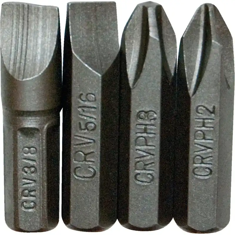 4-piece Insert Impact Screwdriver Bit Set - Phillips & Slotted