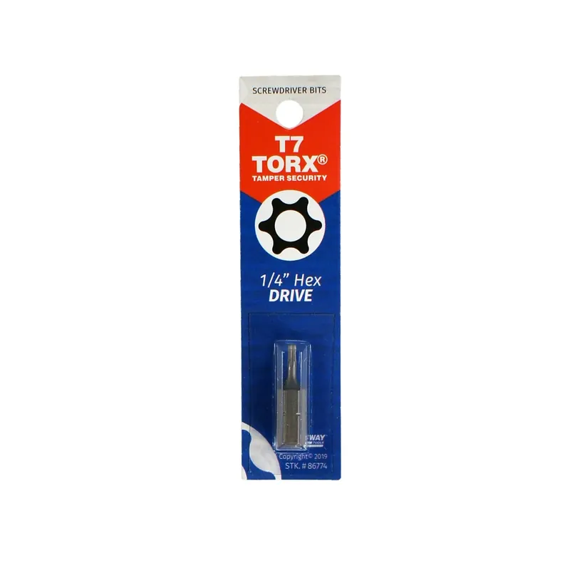 T7 Tamperproof Torx Security 1 In. 1/4 In. Hex Screwdriver Bit