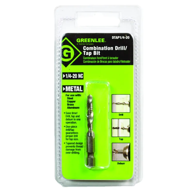 High Speed Steel Drill And Tap Bit 1/4-20 Nc With Hex Shank