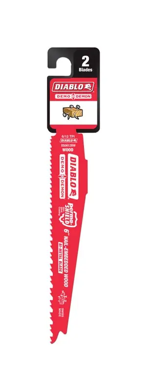 Diablo Demo Demon 6 In. Bi-Metal Nail-Embedded Wood Reciprocating Saw Blade 6/12 TPI 2 Pk