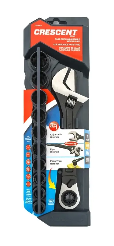 Crescent X6 Pass-Thru Metric And SAE Adjustable Wrench Set 12.9 In. L 11 Pk