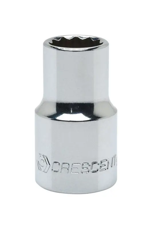 16 Mm X 1/2 In. Drive Metric 12 Point Standard Socket - Chrome Vanadium Steel