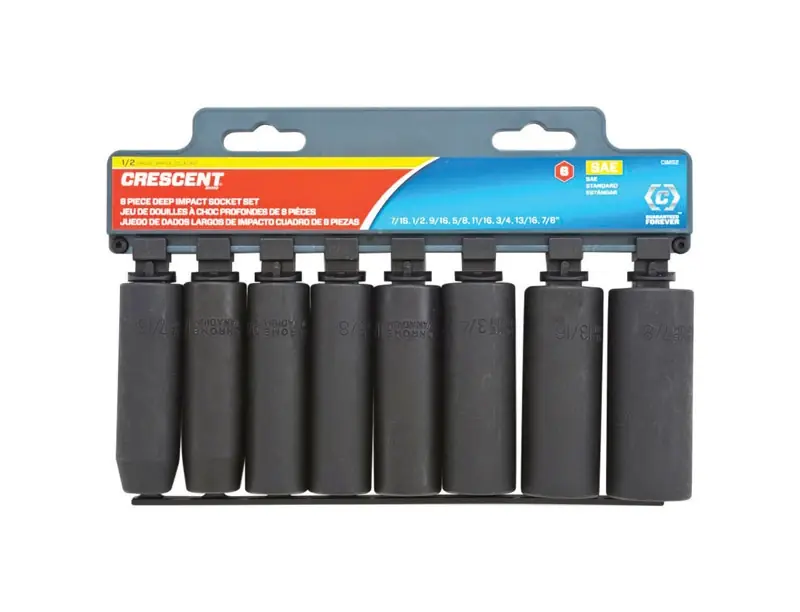 1/2 In. Drive Sae 6 Point Deep Impact Socket Set, 8 Piece