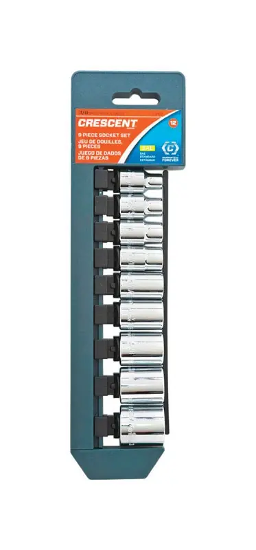 9 Piece Assorted Sizes 3/8 In. Drive Sae 12 Point Socket Set