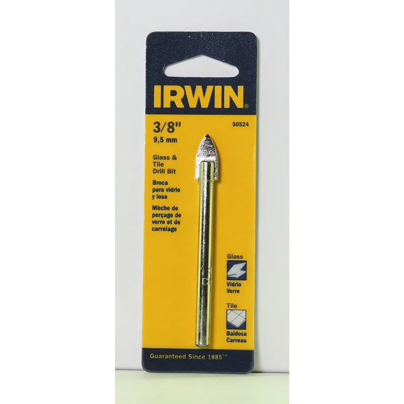 Irwin 3/8 In. X 4 In. L Carbide Tipped Glass/Tile Drill Bit Straight Shank 1 Pk