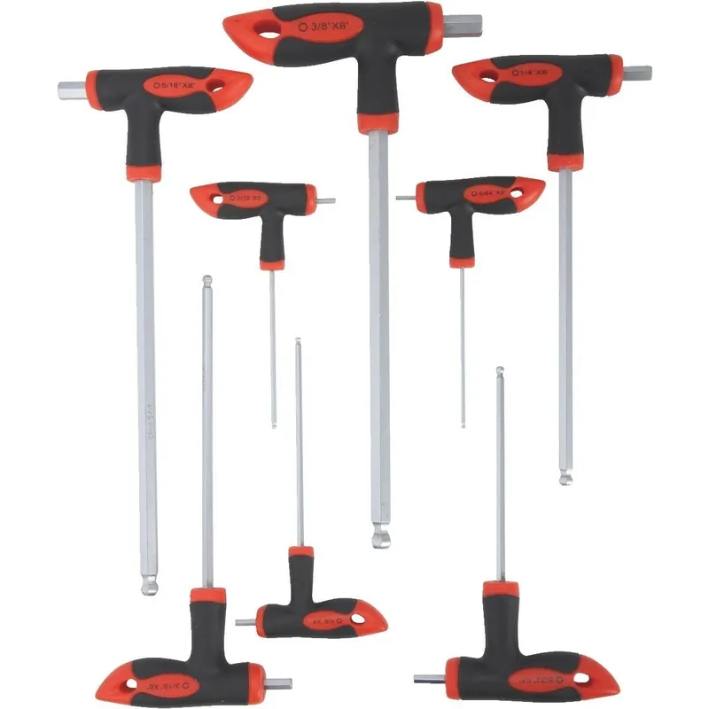 Standard T-handle Hex Key Set, 8-piece, Chrome Vanadium Steel