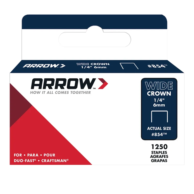 Arrow 854 1/2 In. W X 1/4 In. L 18 Ga. Wide Crown Staples 1250 Pk