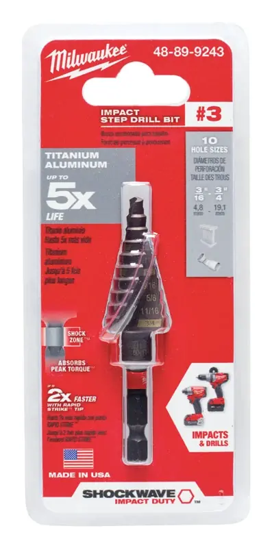 Shockwave Impact Duty 3/16 In. To 3/4 In. 3 Step Drill Bit, 10 Steps