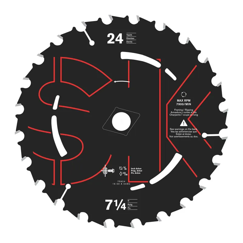 7-1/4 In. Diameter X 5/8 In. Arbor Carbide Tipped Circular Saw Blade With 24 Teeth