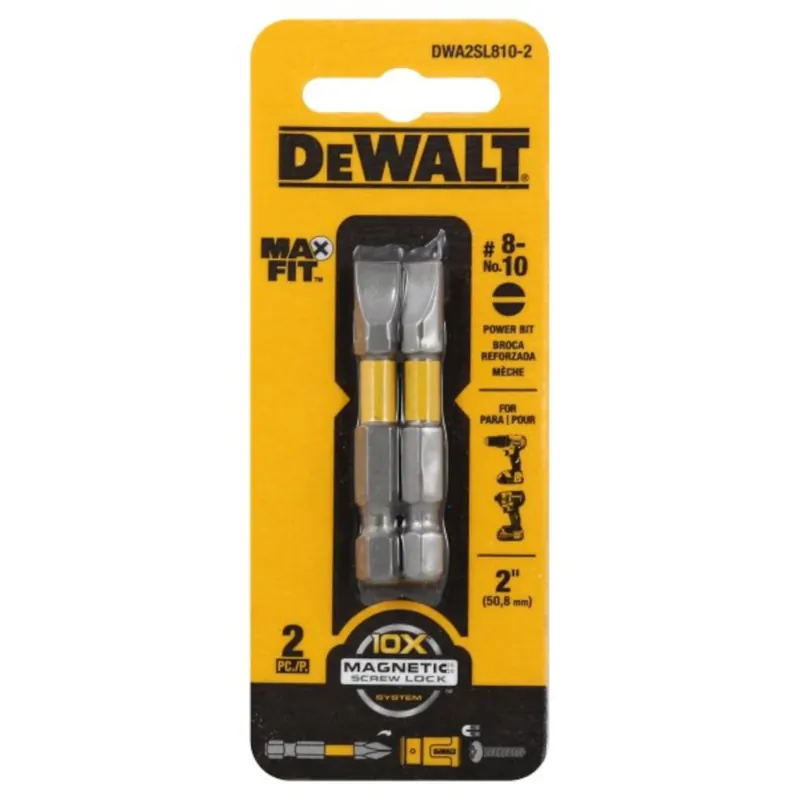 Max Fit Slotted 8-10 X 2 In. L Power Bit S2 Tool Steel 2 Piece Set