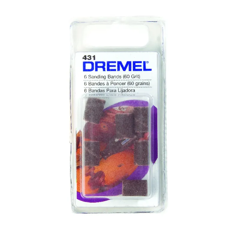 Dremel 0.3 In. D X 1/4 In. L Emery Drum Sander Bands 60 Grit Coarse 6 Pk