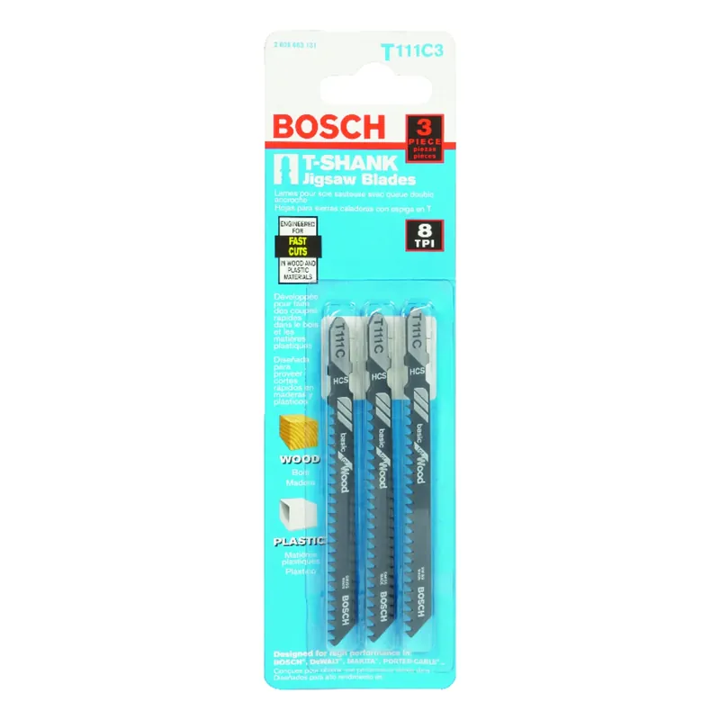 Bosch 4 In. High Carbon Steel T-Shank Side Set And Milled Jig Saw Blade 8 TPI 3 Pk