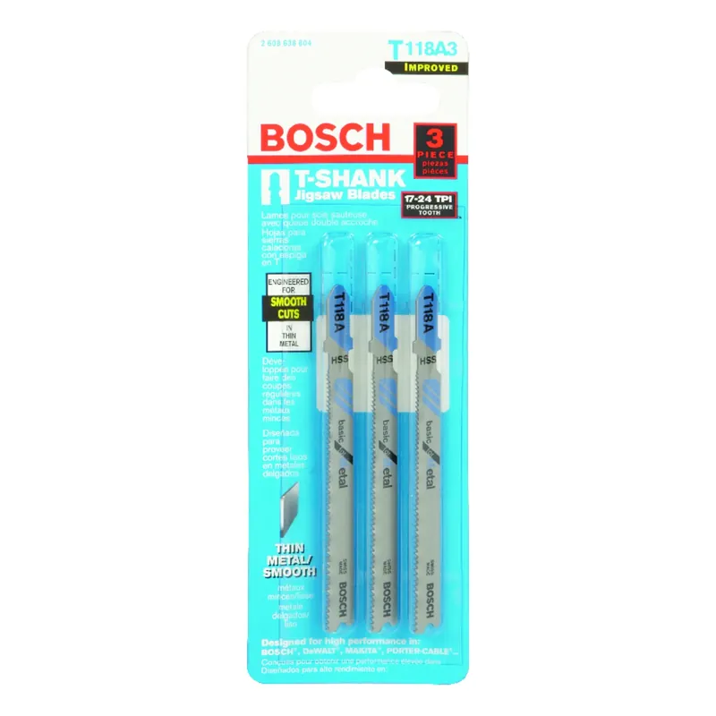Bosch 3 In. High Carbon Steel T-Shank Wavy Set And Milled Jig Saw Blade 24 TPI 3 Pk