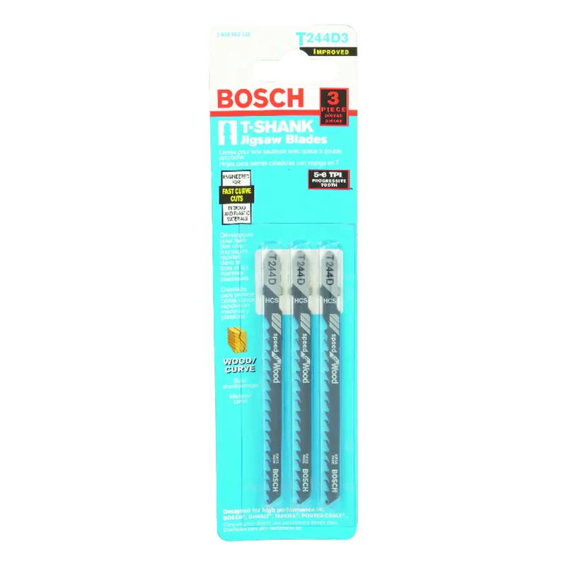 Bosch 4 In. High Carbon Steel T-Shank Jig Saw Blade 6 TPI 3 Pk