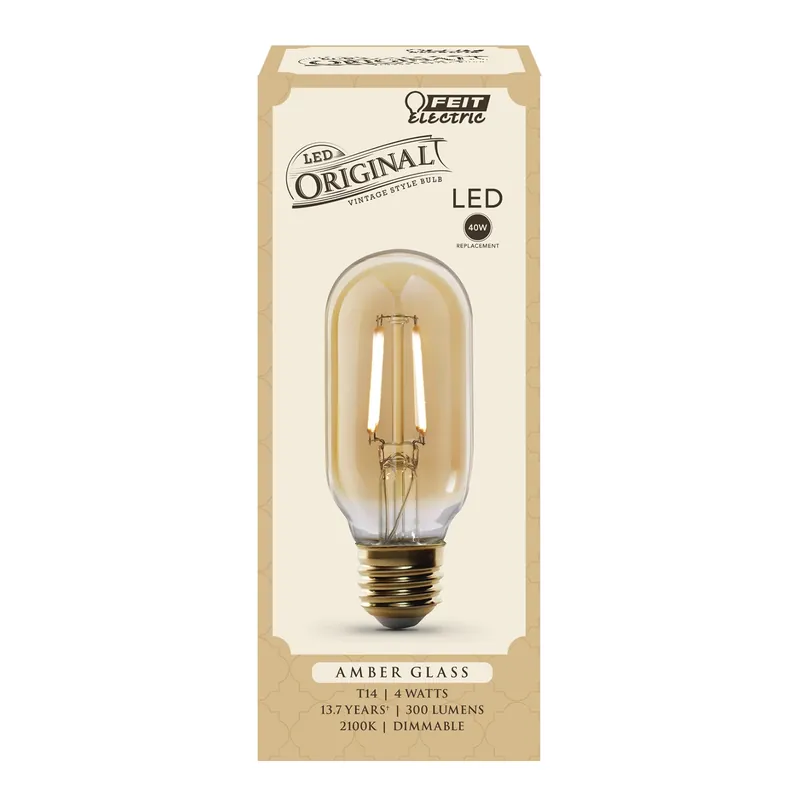 Feit T14 E26 (Medium) LED Bulb Amber Soft White 40 Watt Equivalence 1 Pk