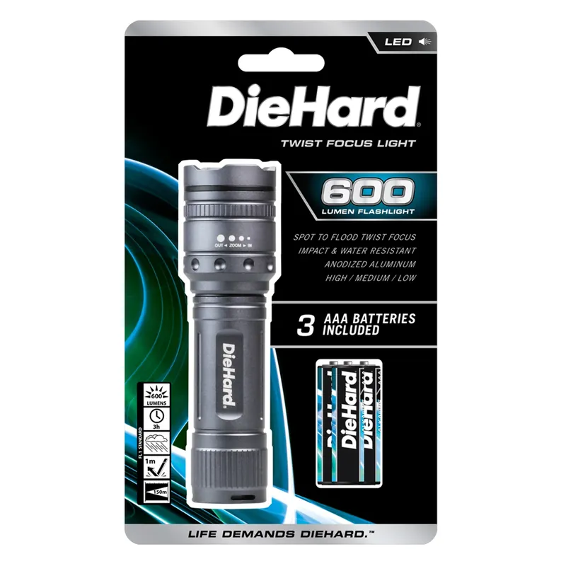 Diehard 600 Lumen Gray Led Flashlight With Aaa Battery - Model 41-6121