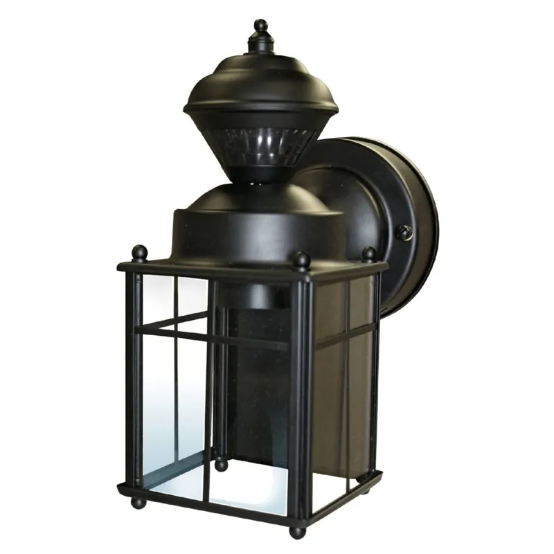 Bayside Mission Black Motion-sensing Incandescent Wall Lantern 9.5 In.
