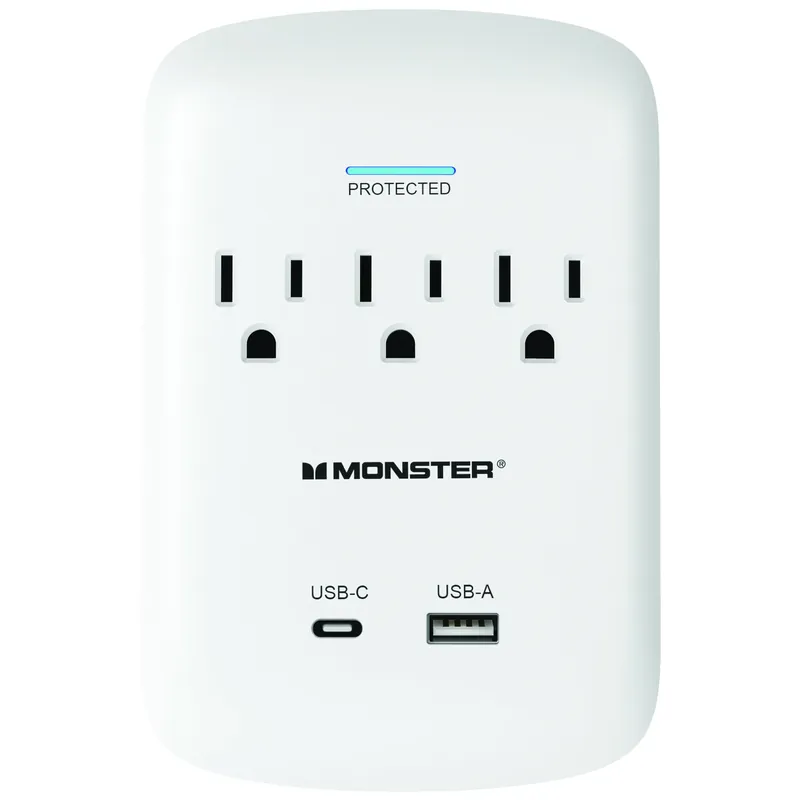 Just Power It Up Surge Protector Wall Tap 1200 Joules 3 Outlets White