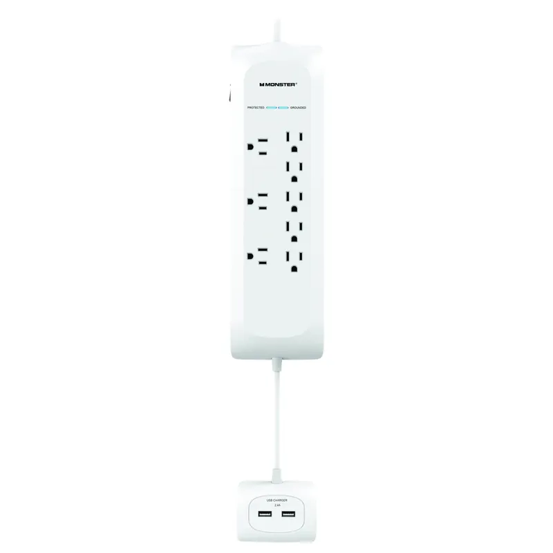 Just Power It Up 4 Ft. Surge Protector With 8 Outlets And Usb Ports, White