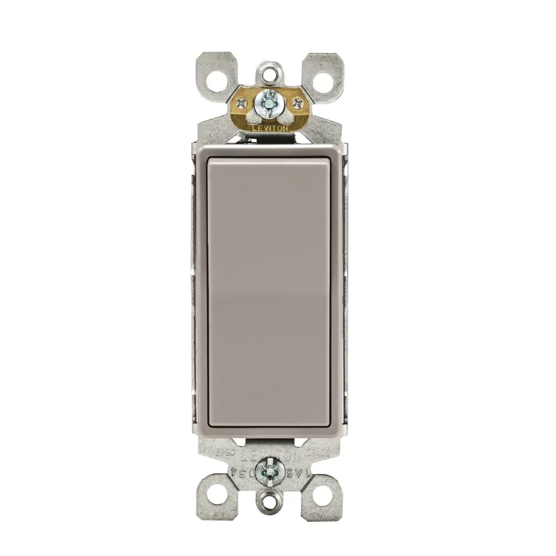 Leviton Decora 15 Amps Single Pole Rocker AC Quiet Switch Gray 1 Pk