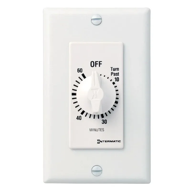 Fd Decorator Series 20 Amp 60-minute In-wall Auto-off Spring Wound Timer, White