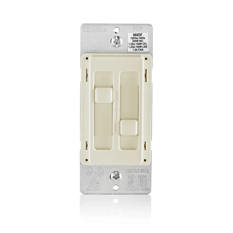 Leviton Decora SureSlide Light Almond Fan/LED Dimmer Slide Switch 1 Pk