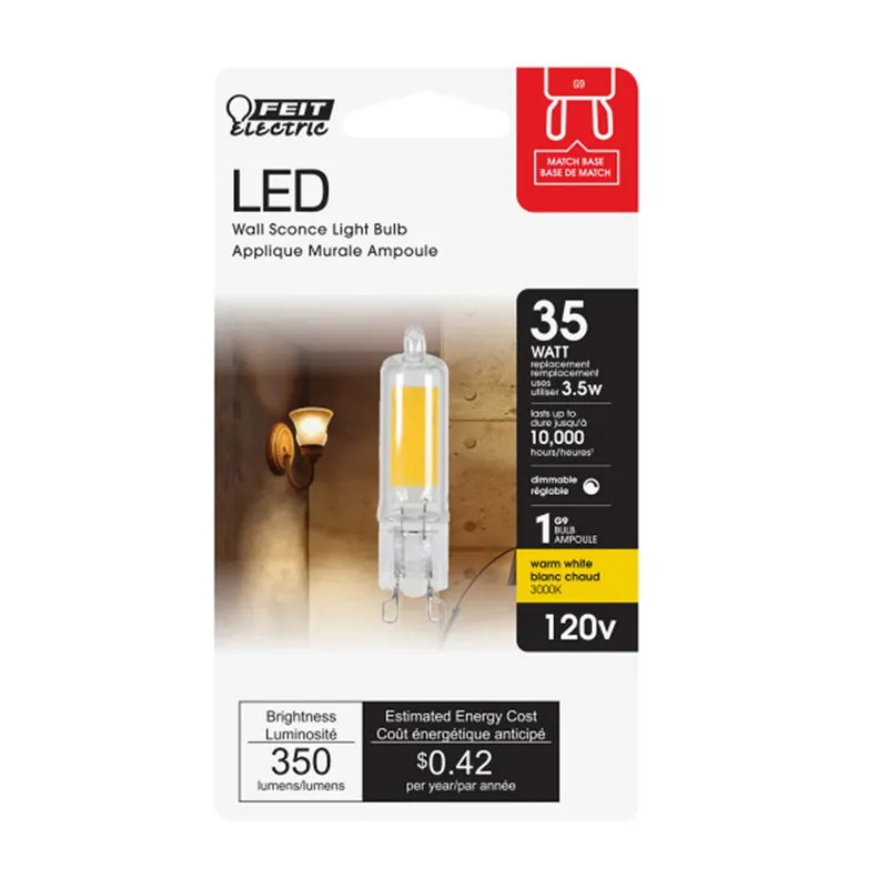 Feit T4 G9 LED Bulb Bright White 35 Watt Equivalence 1 Pk