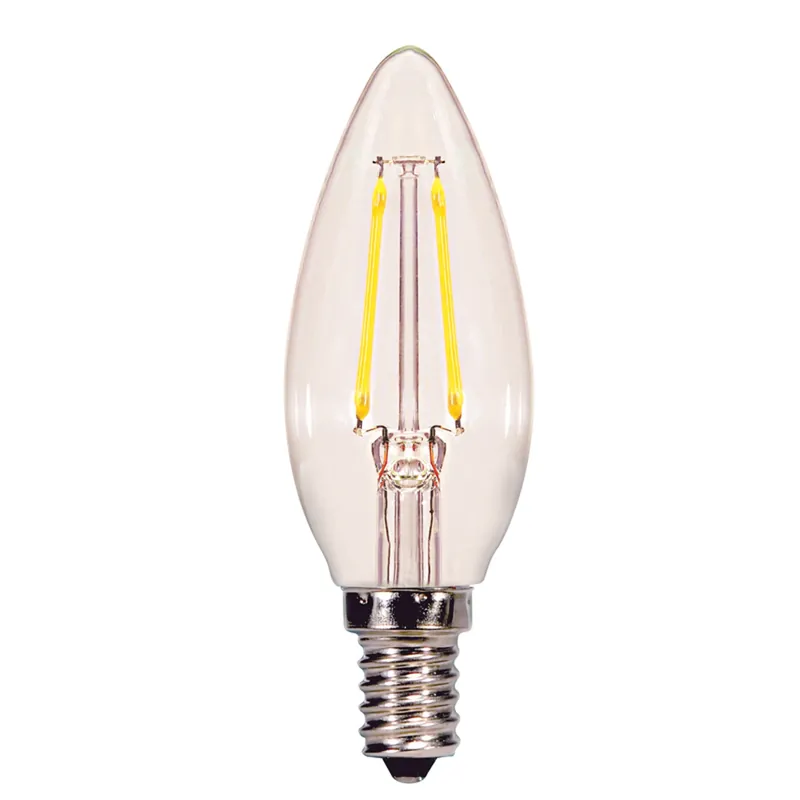 Satco B11 E12 (Candelabra) Filament LED Bulb Warm White 25 Watt Equivalence 2 Pk