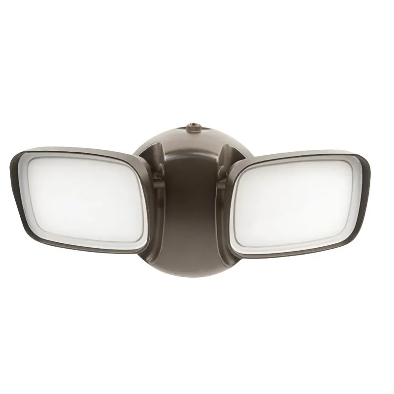 25-watt Bronze Outdoor Integrated Led Dual Head Flood Light With Dusk To Dawn Sensor