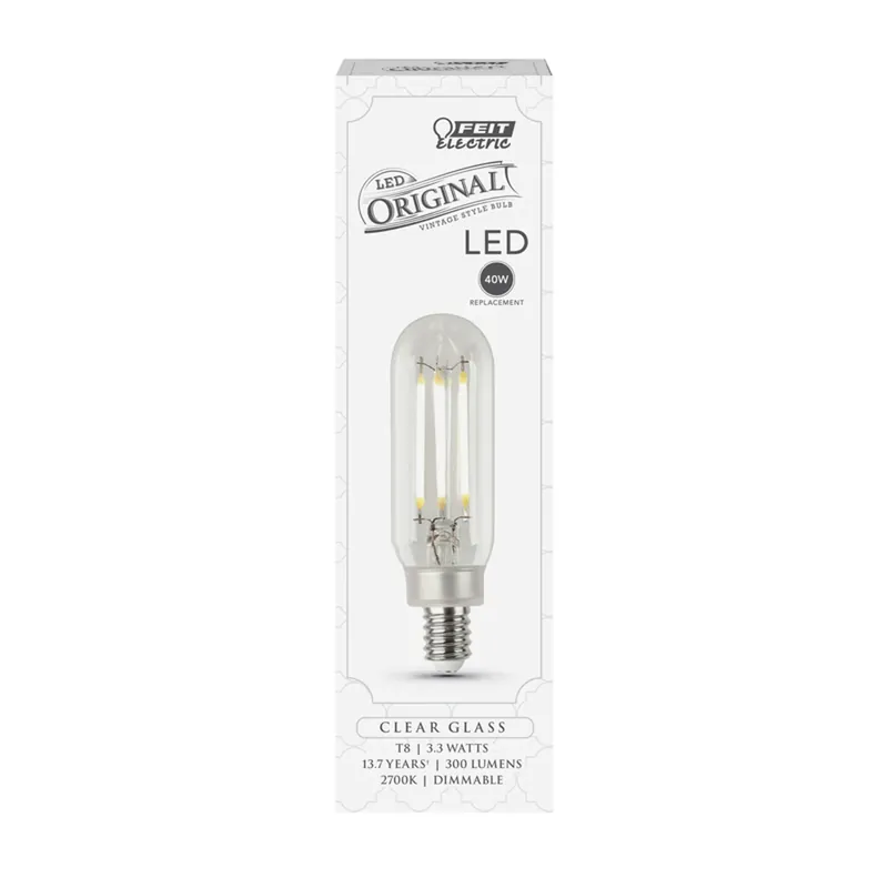 Feit T8 E12 (Candelabra) LED Bulb Soft White 40 Watt Equivalence 1 Pk