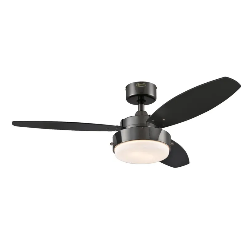Alloy Ceiling Fan + LED Light, Gun Metal/Reversible Blades, 42 In.
